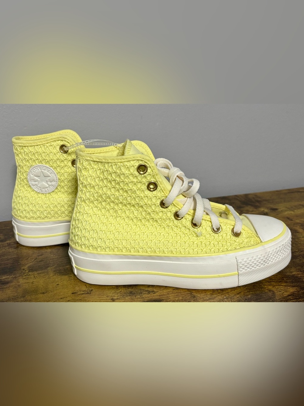 NEW Converse Chuck Taylor AllStar Lift Platform Knit High Lemon Slushy size 6